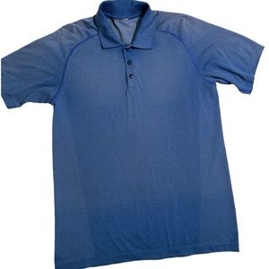 Lululemon Men's Mineral Blue Metal Vent Tech Short Sleeve Polo Shirt - Sz Large